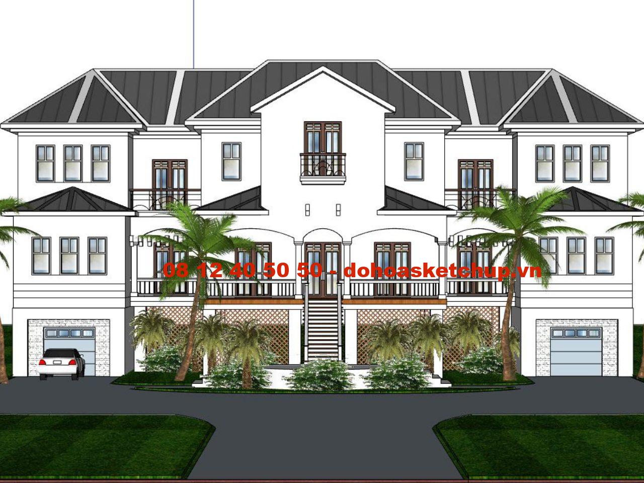 Biệt thự tân cổ điển Sketchup